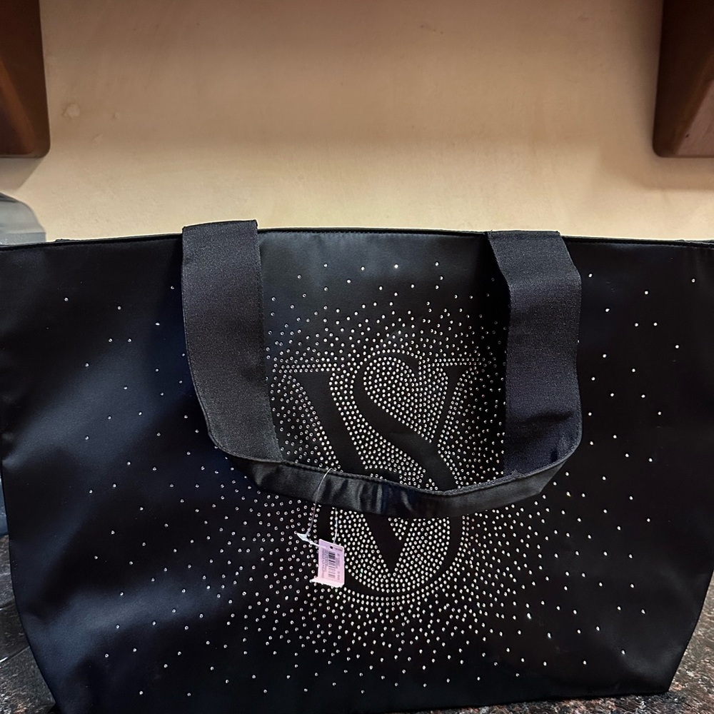 Victoria's Secret Black Tote with Sparkling Design